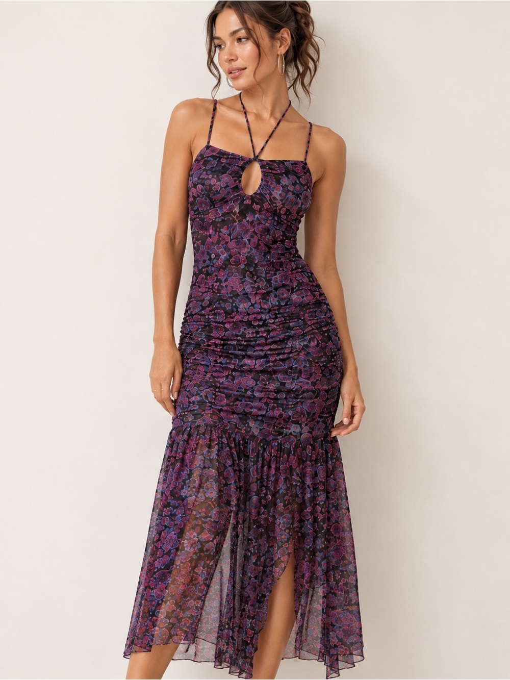 MISA Los Angeles Nicola Midi Dress in Electric Ditsy